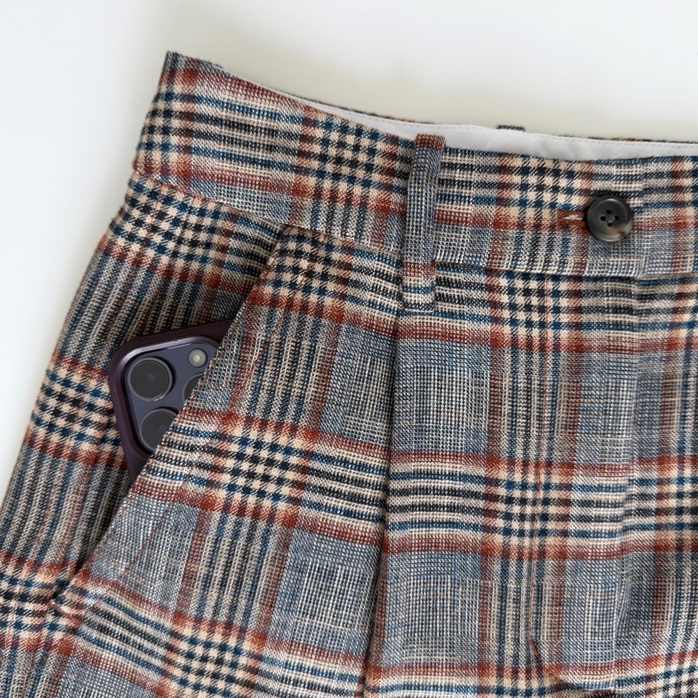 Wilfred Davita Plaid Wool Pants High Rise Cuffed Cropped Brown Check Trouser 0 - Picture 3 of 14